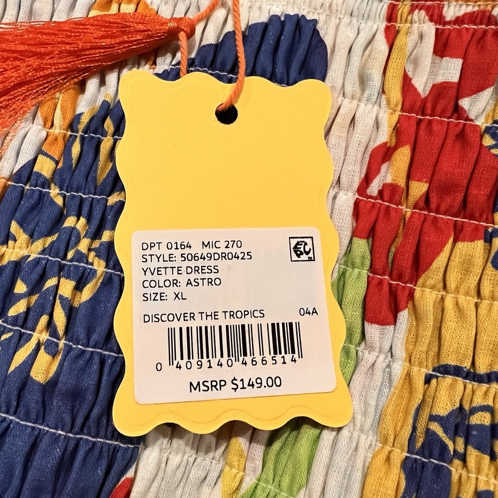 Chelsea & Violet XL Sleeveless Smocked Basque Mini Sun Dress Cosmic Linen Blend - Picture 8 of 13